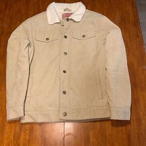 Beige Corduroy Sherpa Collar Jacket